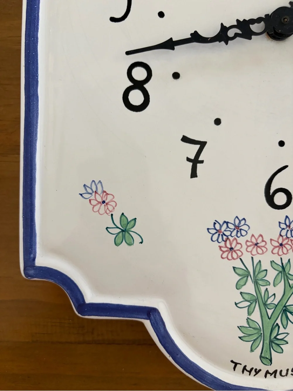 4th of July Sale! VTG Ceramic Wall Clock Floral, made in Italy Williams Sonoma